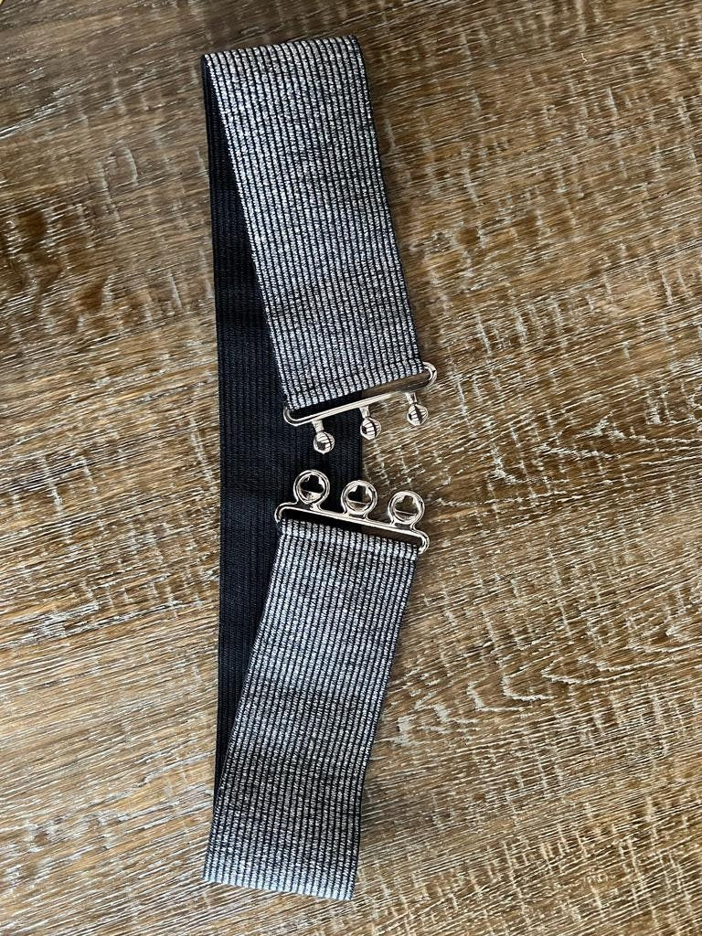 Elastic Silver Lurex Belt 7cm