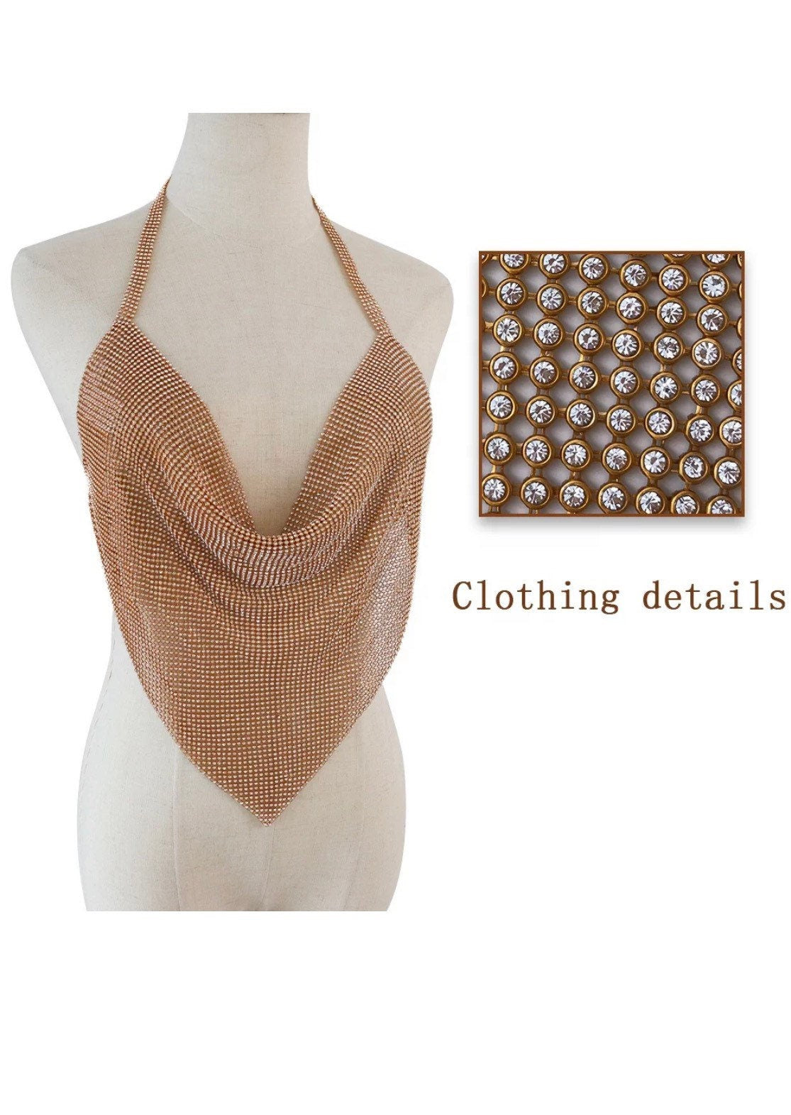 Silver Diamanté Backless Top