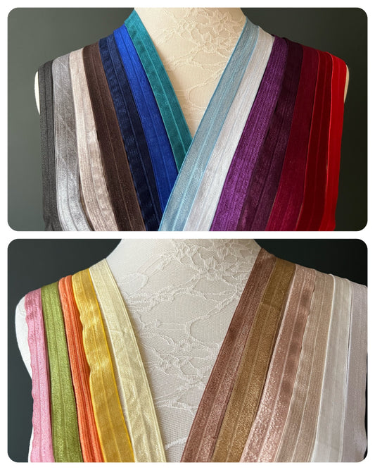 18mm Folding Elastic Satin Binding 25 Colours