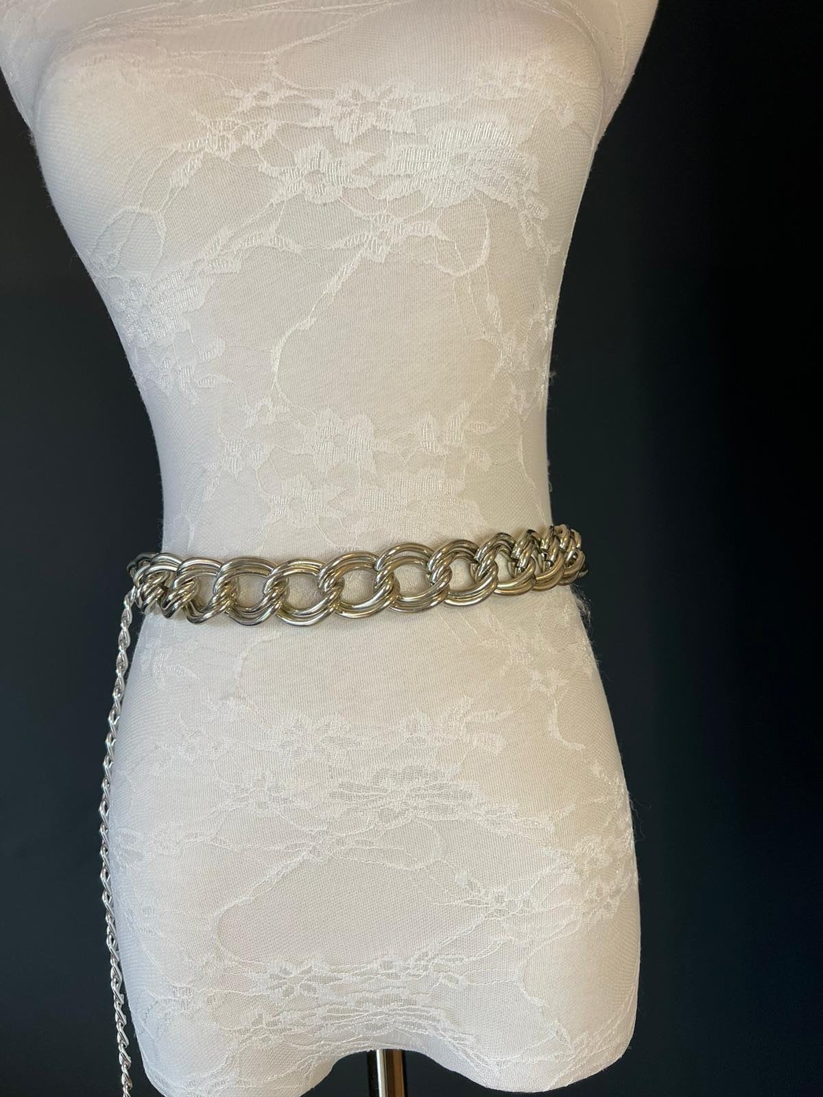 X-long Chunky Chain Belt, Heavy Chain Belt, Silver, Gold, Fashion Belt, Teen Sizes, Plus Sizes, Silver Metal Belt, Handmade, FAN Design
