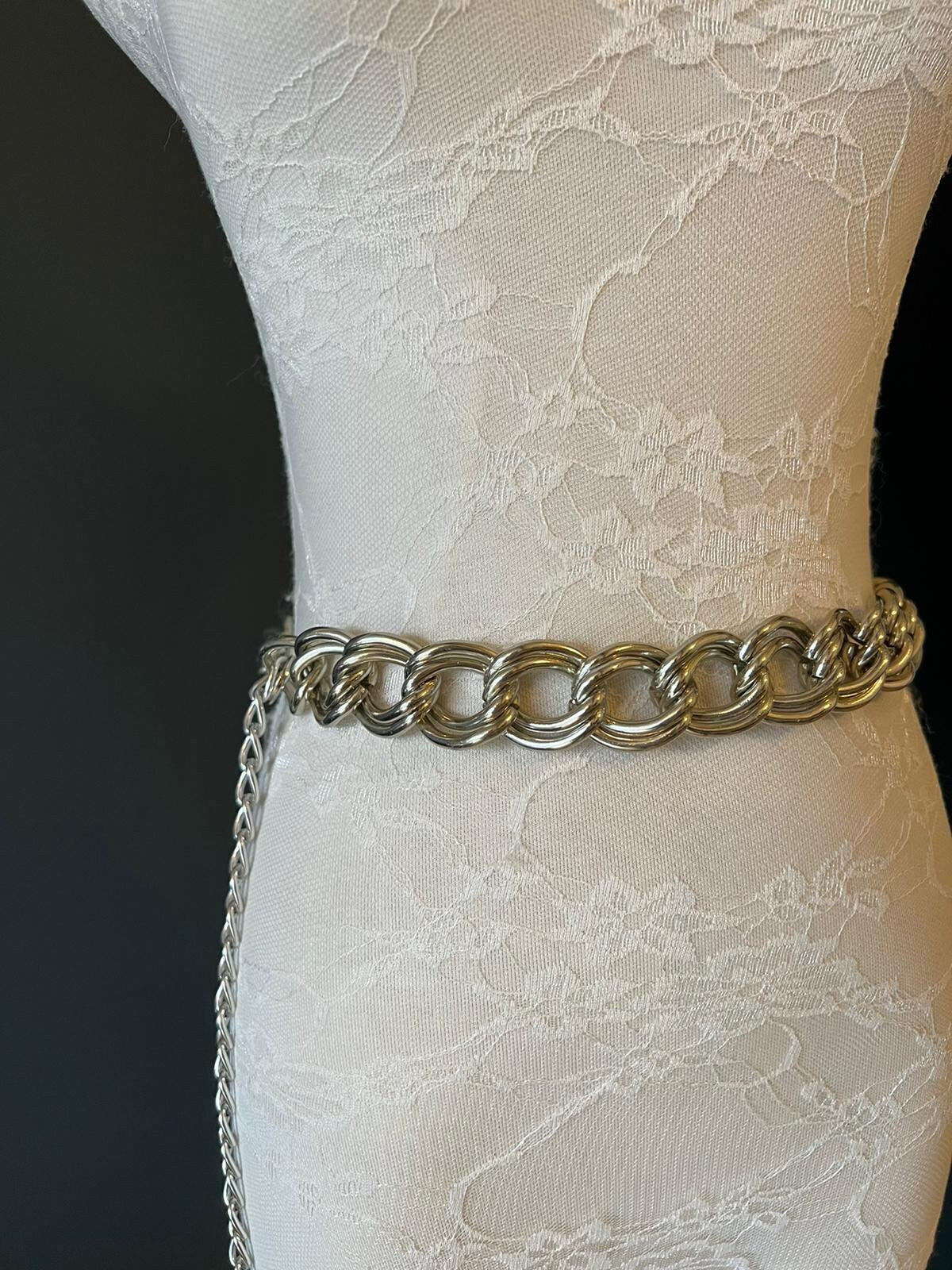 X-long Chunky Chain Belt, Heavy Chain Belt, Silver, Gold, Fashion Belt, Teen Sizes, Plus Sizes, Silver Metal Belt, Handmade, FAN Design