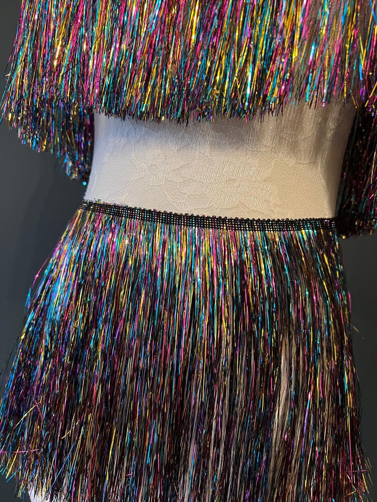8” Multi-Colour Tinsel Fringe, High Dense Quality, Dance Costume Trimming, 17 colours