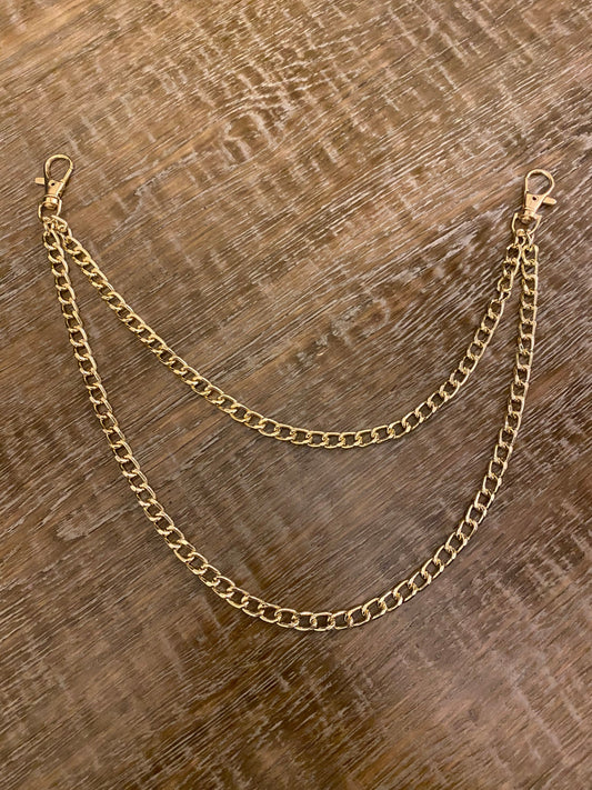 Layered Jeans Chains, Street Fashion, Hip Hop, 2 size selection, Silver, 2 Layers, Gold, Silver
