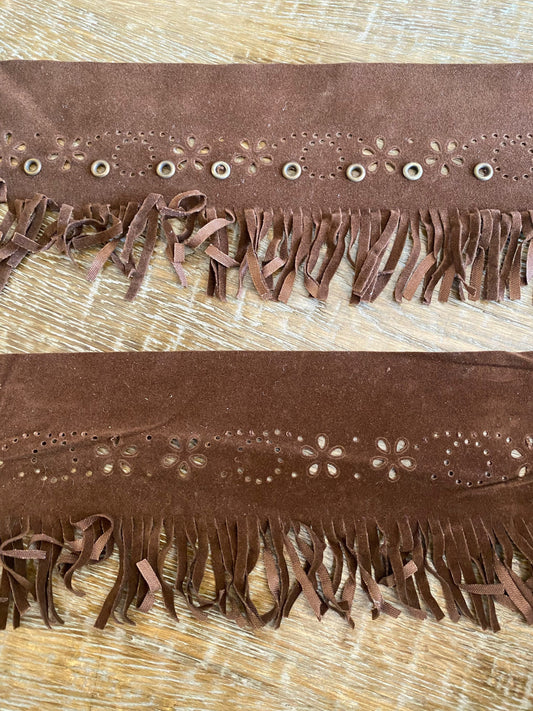 Faux side fringe, brown fringe, 4” wide, eyelet fringe, clothing, crafts, boho