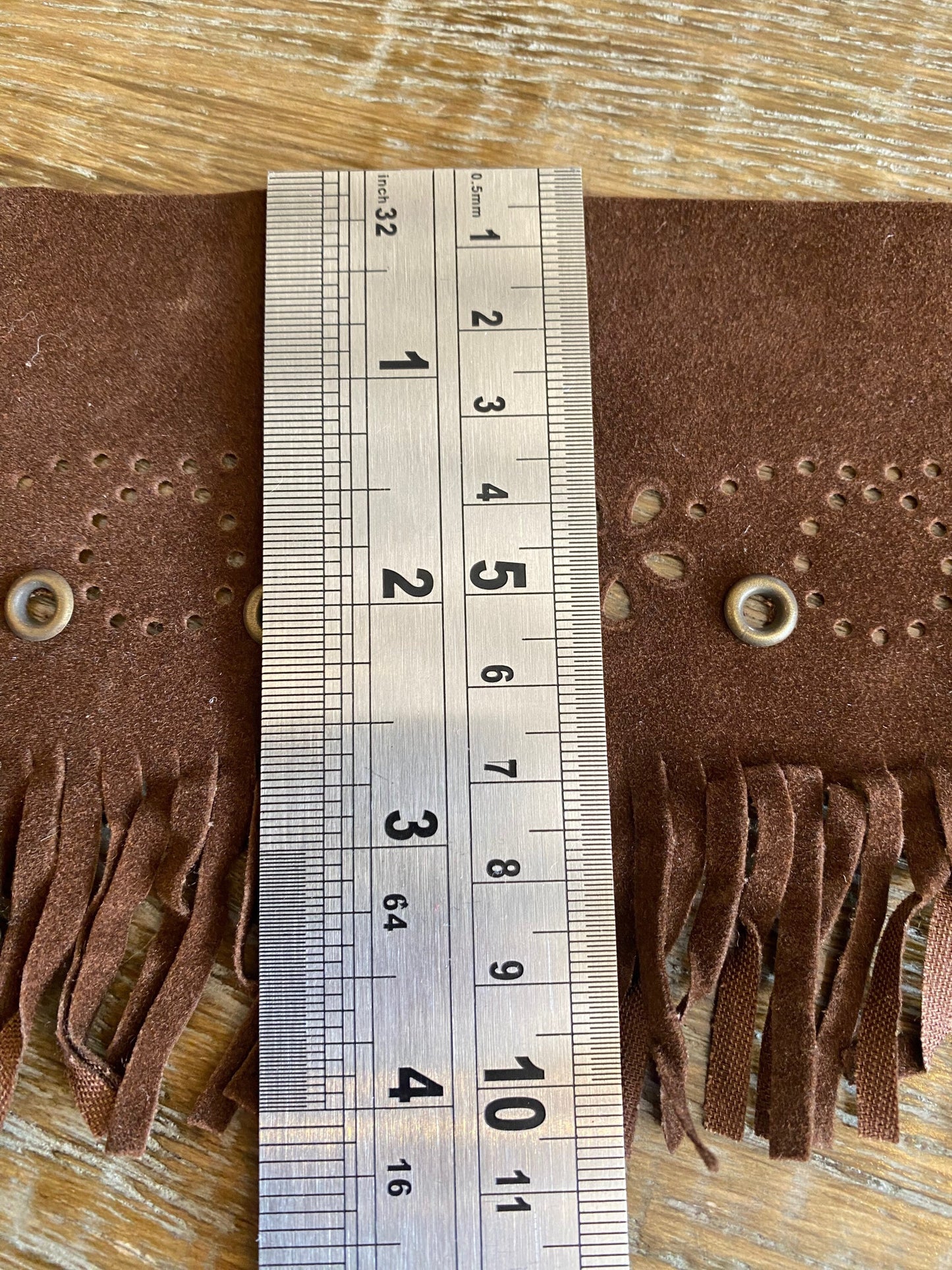 Faux side fringe, brown fringe, 4” wide, eyelet fringe, clothing, crafts, boho