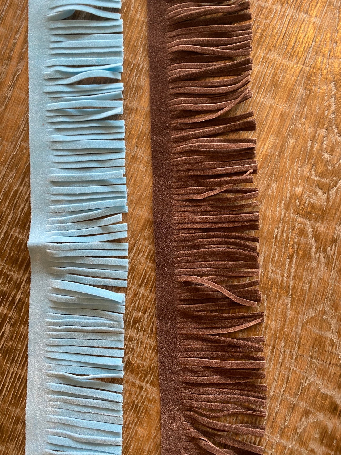 Blue & Brown Faux Suede Fringe, Vegan Trim, Sewing Crafts, 2inch