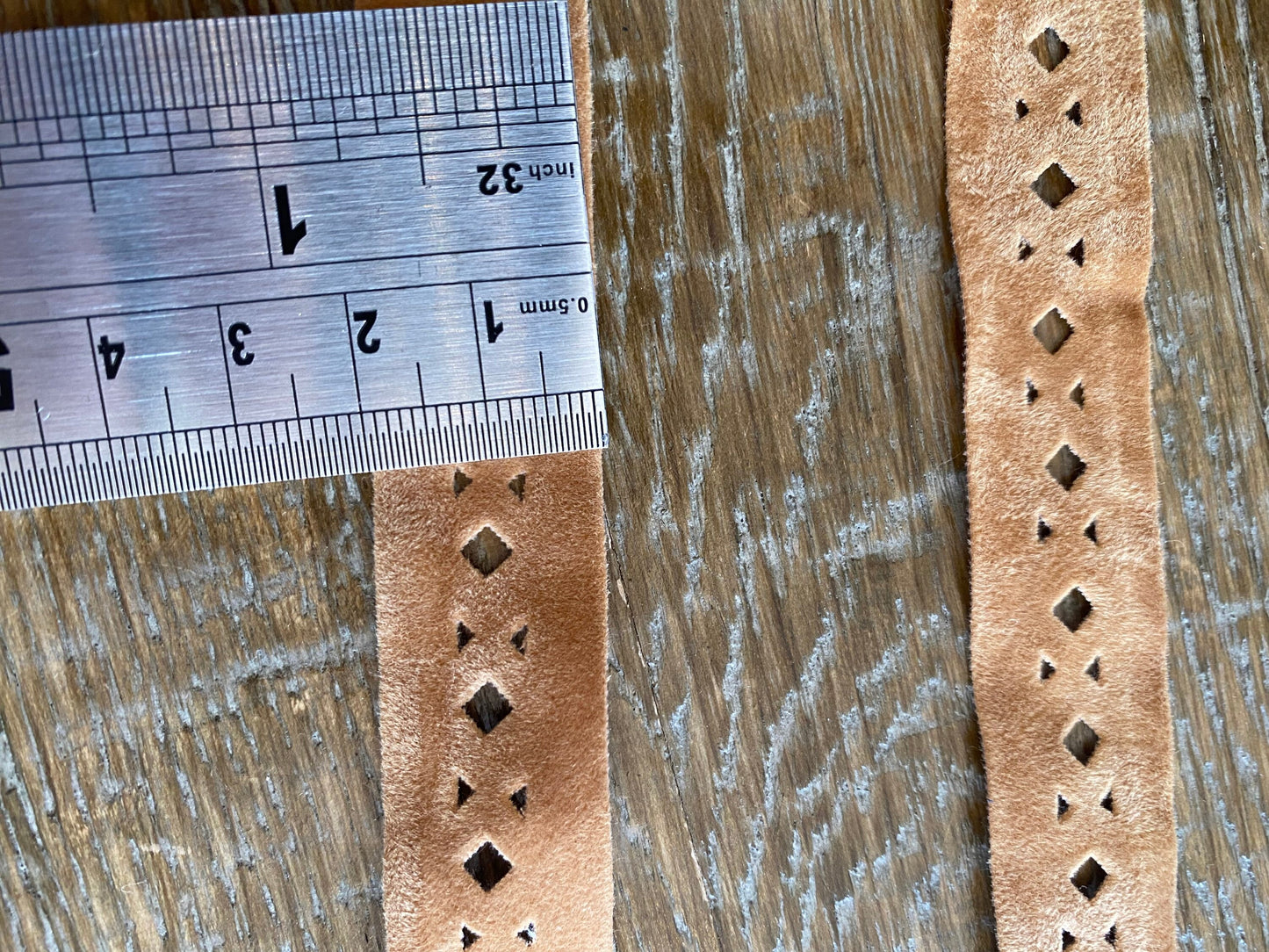 Tan Faux Suede Laser Cut Tape, 2cm Wide