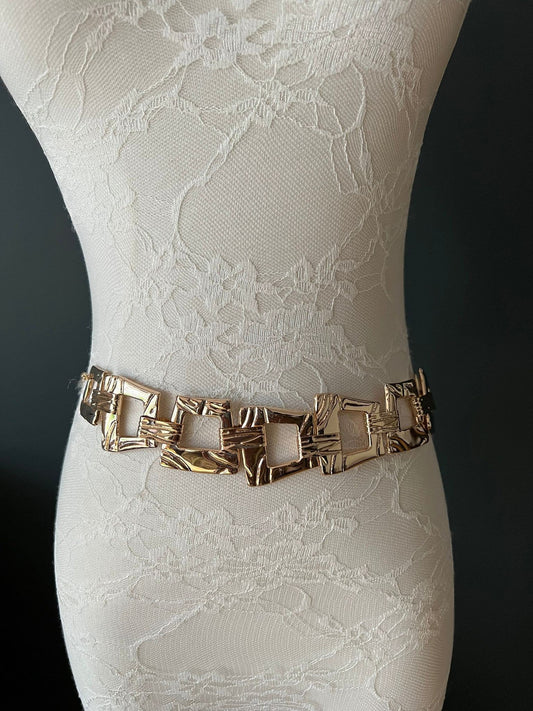 Belt, Gold Belt, Metal Hammered Disc Belt, Gold Belt, Fashion Belt