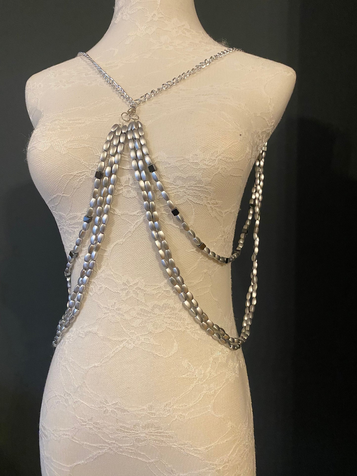 Body Chain, Festival Chain, Silver Body Chain, Gift, Fan Design, Accessory, Festival wear, Resort