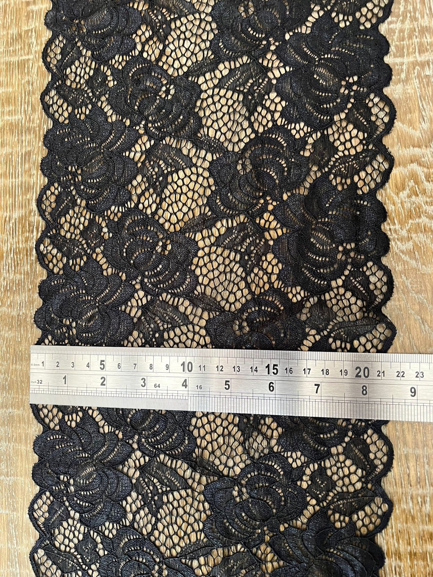 Lace, Stretch Lace, 8” Wide, Black, Ivory, Fashionable Lace