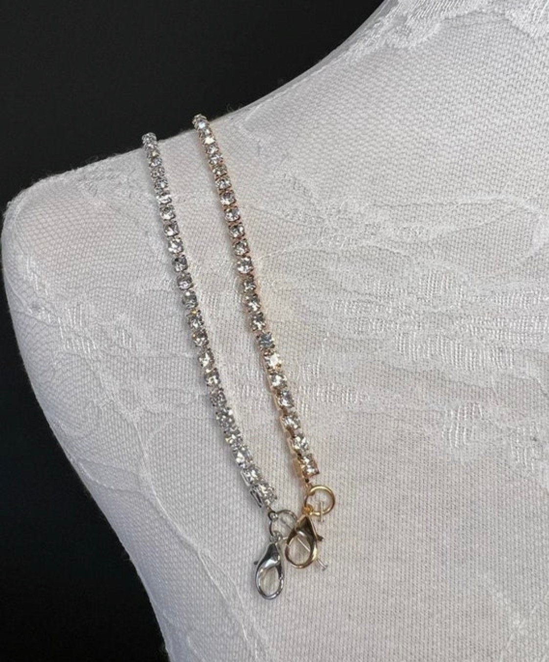 Diamanté Strap, Rhinestone Strap, Silver chain strap, 29cm (11.5”) Long, Rhinestone Strap, Bra Strap, Replacment Strap, Gold, Silver, Bags