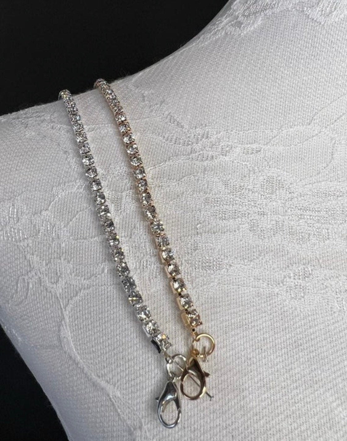 Diamanté Strap, Rhinestone Strap, Silver chain strap, 29cm (11.5”) Long, Rhinestone Strap, Bra Strap, Replacment Strap, Gold, Silver, Bags