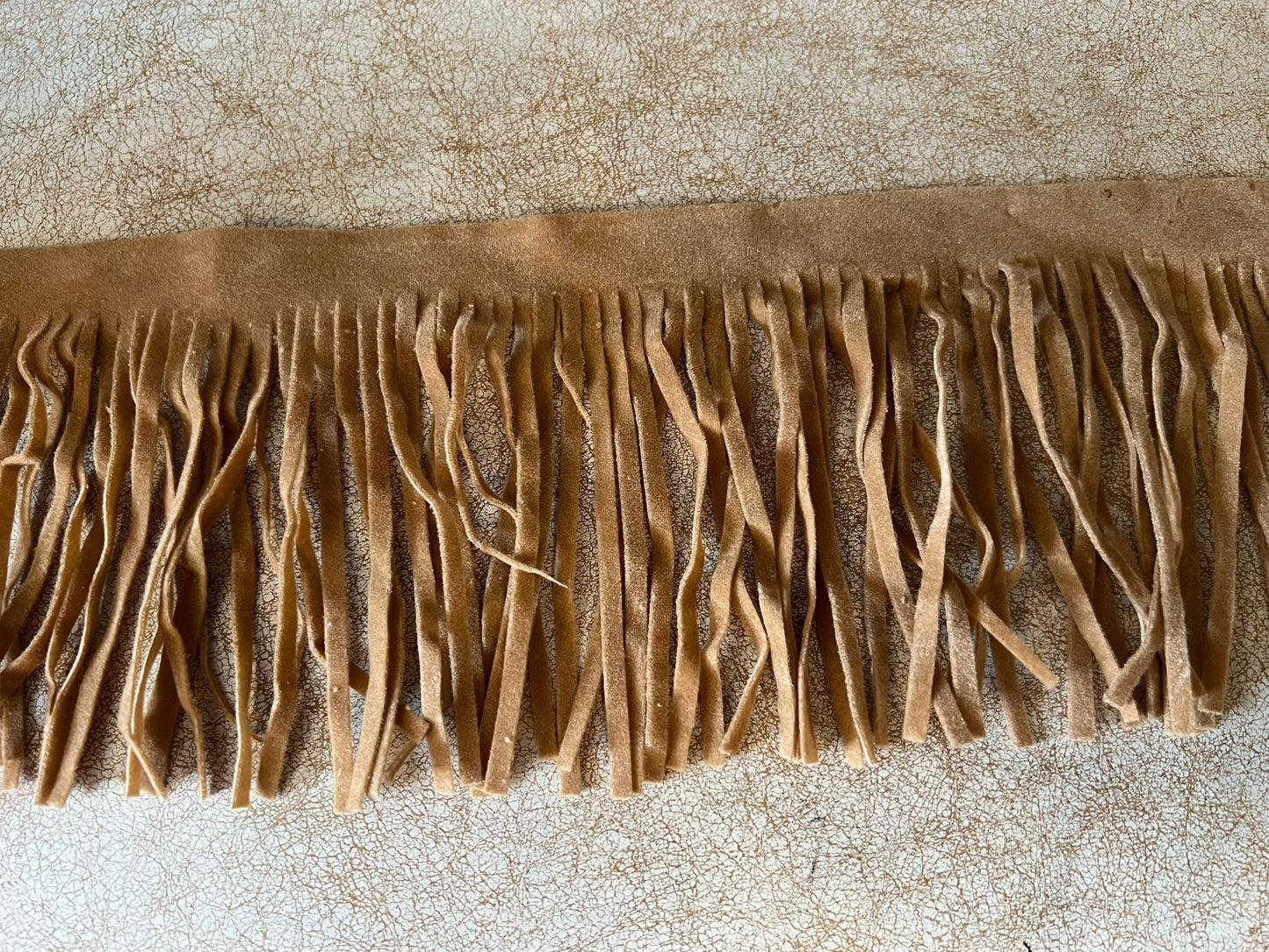 Faux Suede Fringe Trim, Brown & Camel, 4.5inch