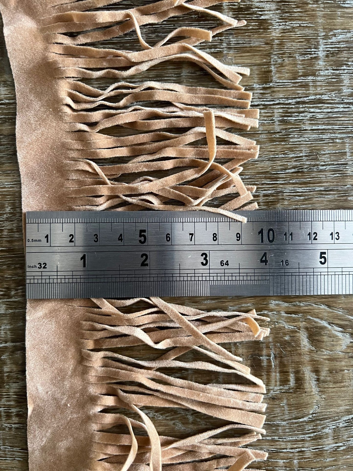 Faux Suede Fringe Trim, Brown & Camel, 4.5inch
