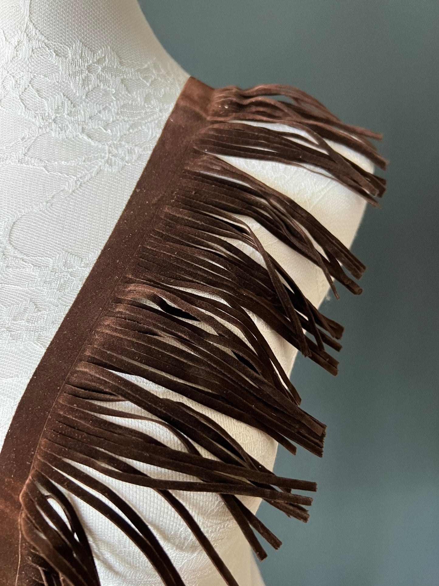 Faux Suede Fringe Trim, Brown & Camel, 4.5inch
