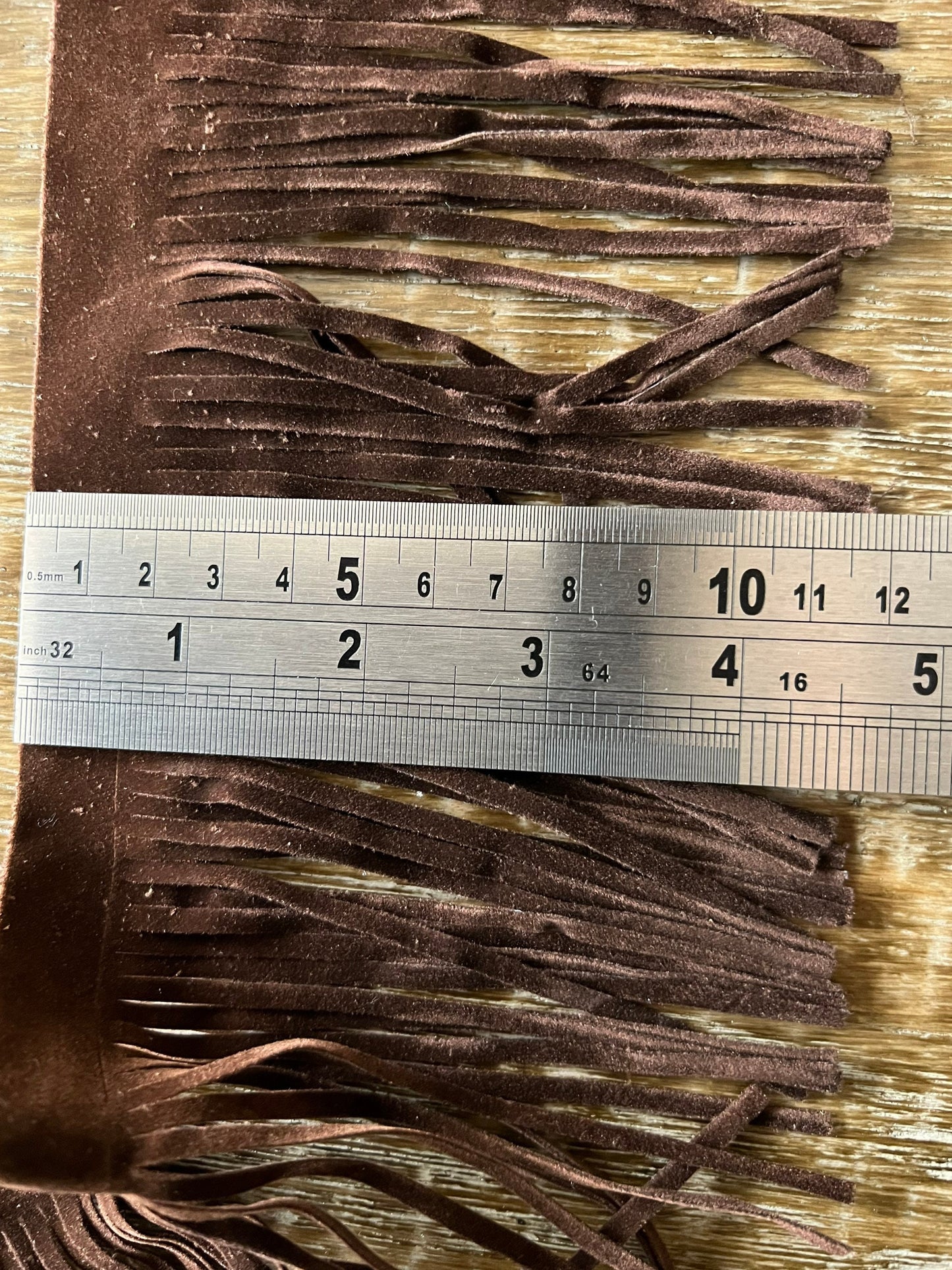 Faux Suede Fringe Trim, Brown & Camel, 4.5inch