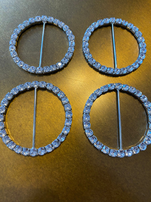 Diamanté Buckle, 2.5” Round Rhinestone Buckle, Silver Buckle, 6.5cm Buckles, Crafts, Dresses, Gift Box