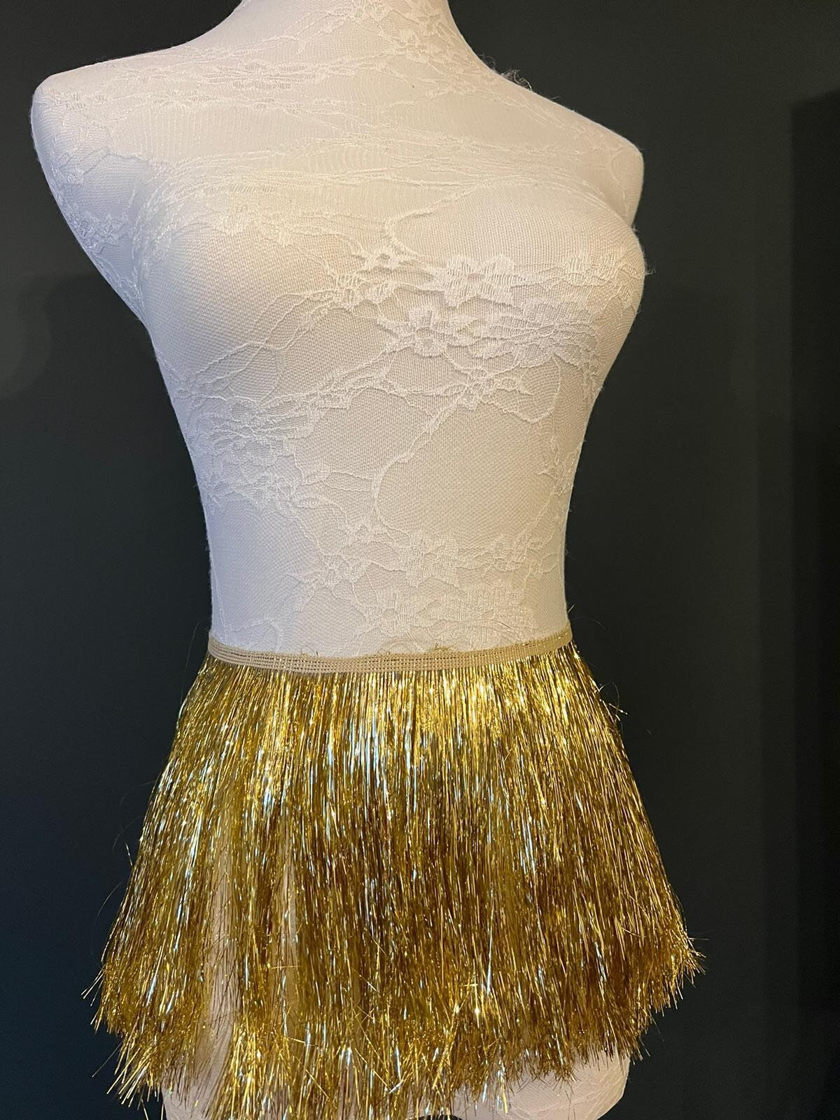 Gold Tinsel Fringe, 8" Wide, Sewing Trim, 17 Colours