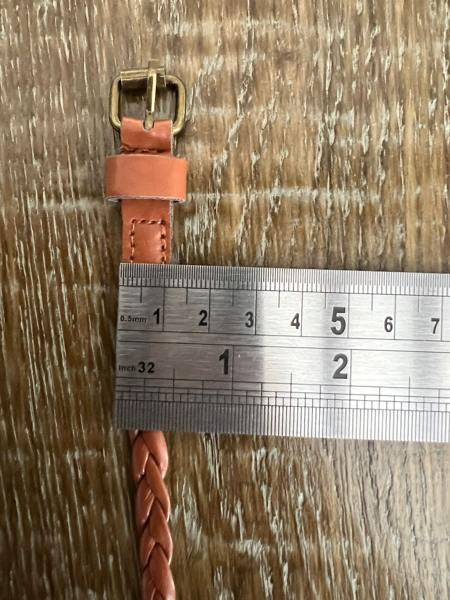Handmade Plaited Tan Faux Leather Skinny Belt, 1cm wide