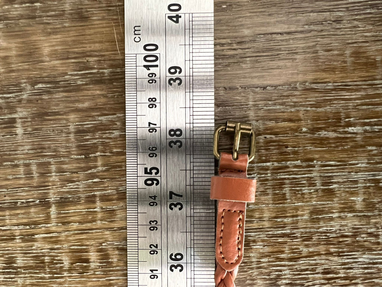 Handmade Plaited Tan Faux Leather Skinny Belt, 1cm wide