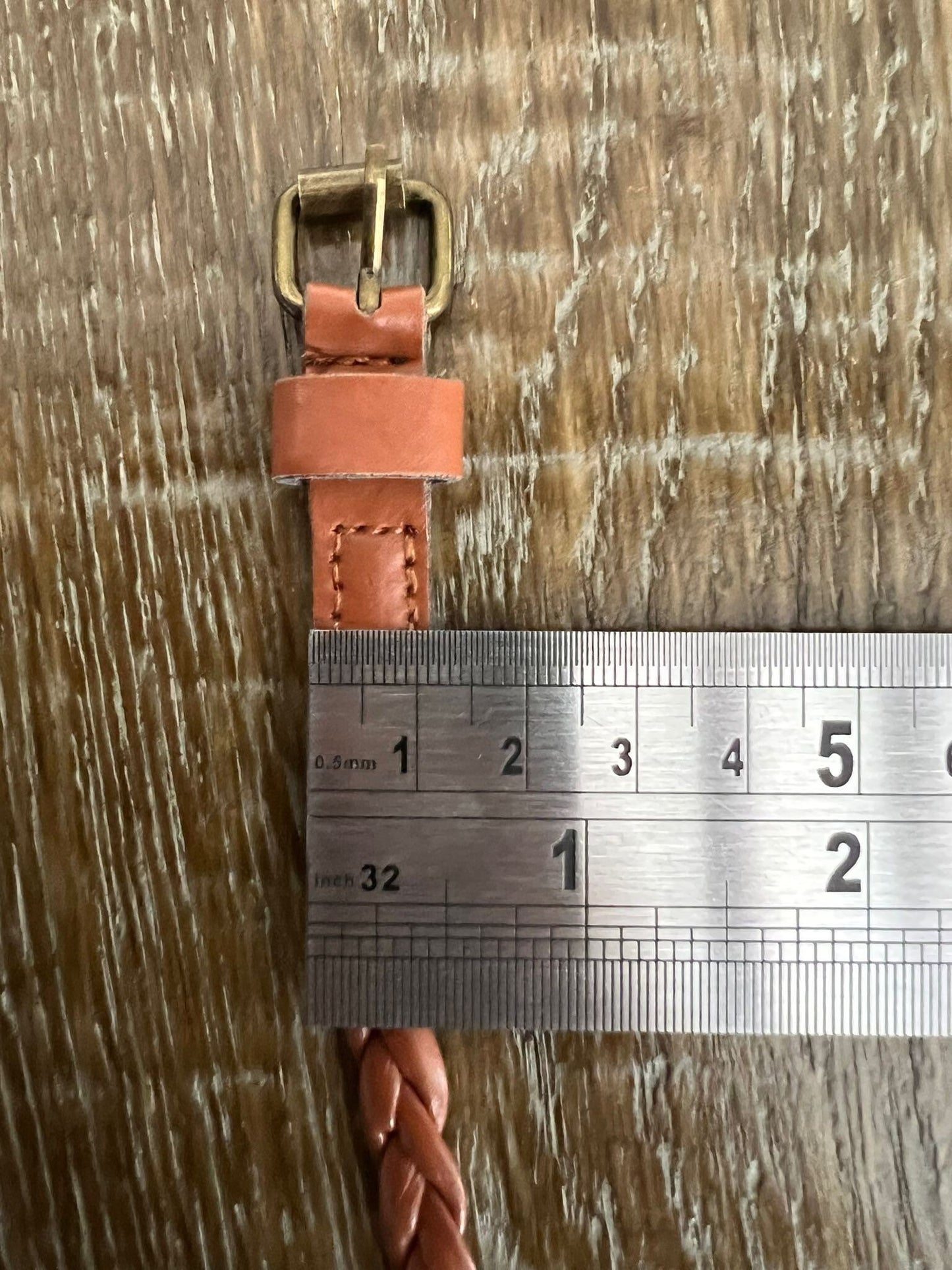 Handmade Plaited Tan Faux Leather Skinny Belt, 1cm wide