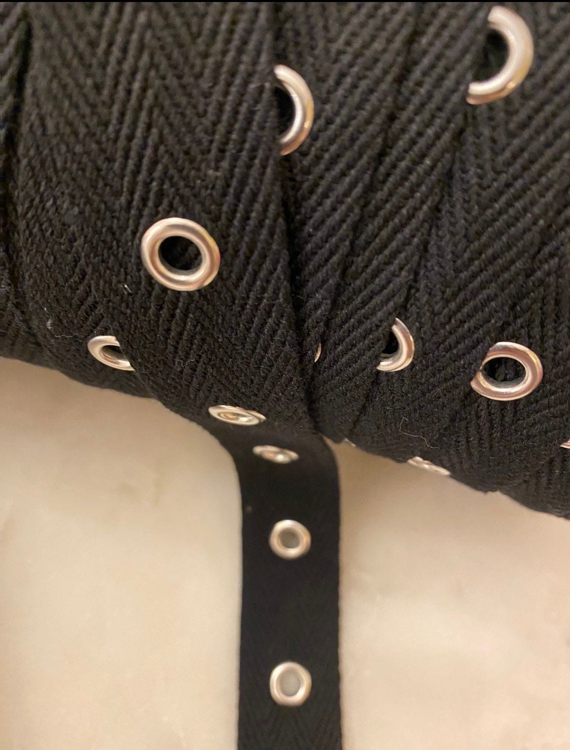 Cotton Herringbone Eyelet Tape, 20mm 25mm, Black or Ivory