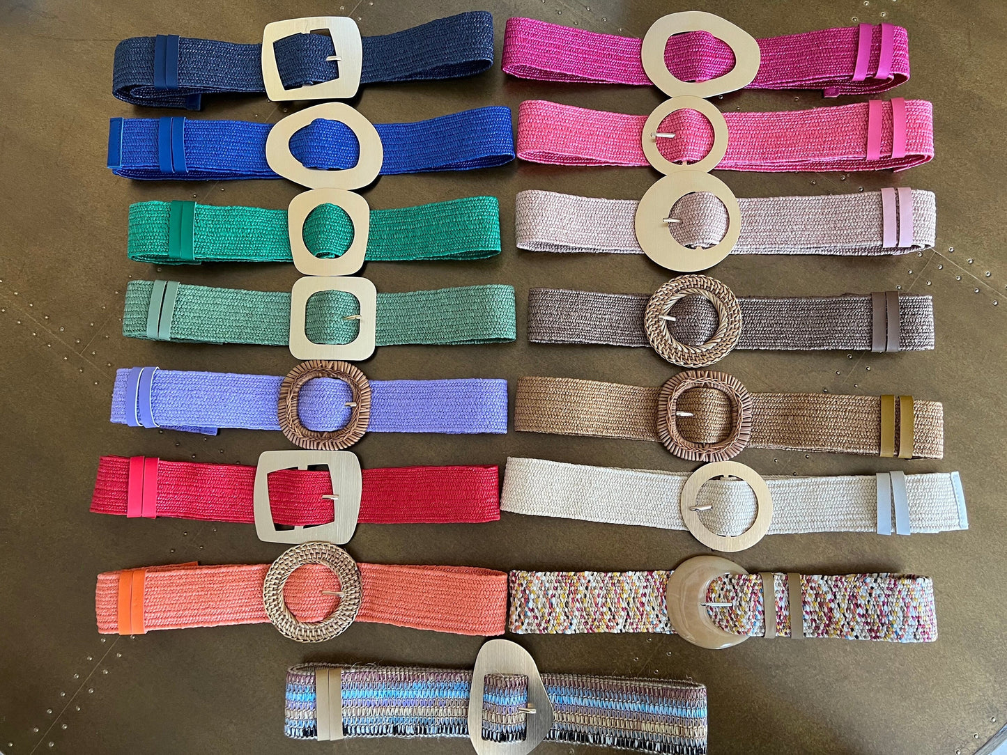 Boho Raffia Elasticated Belts,Fashionable Vintage Belts, Natural Raffia Belts,Sustainable Belts, 15 colours 8 Buckles,Eco Friendly Belts