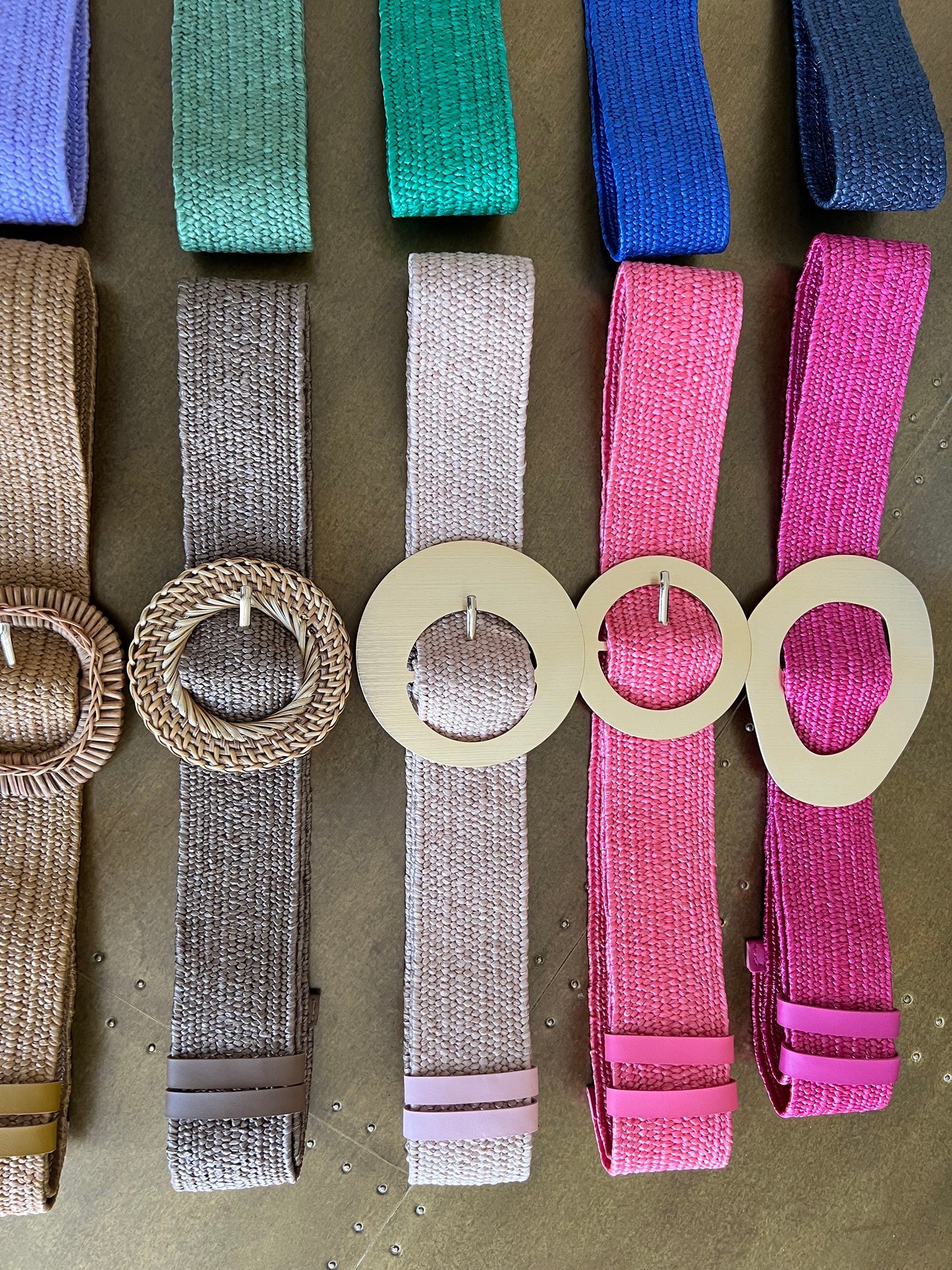 Boho Raffia Elasticated Belts,Fashionable Vintage Belts, Natural Raffia Belts,Sustainable Belts, 15 colours 8 Buckles,Eco Friendly Belts