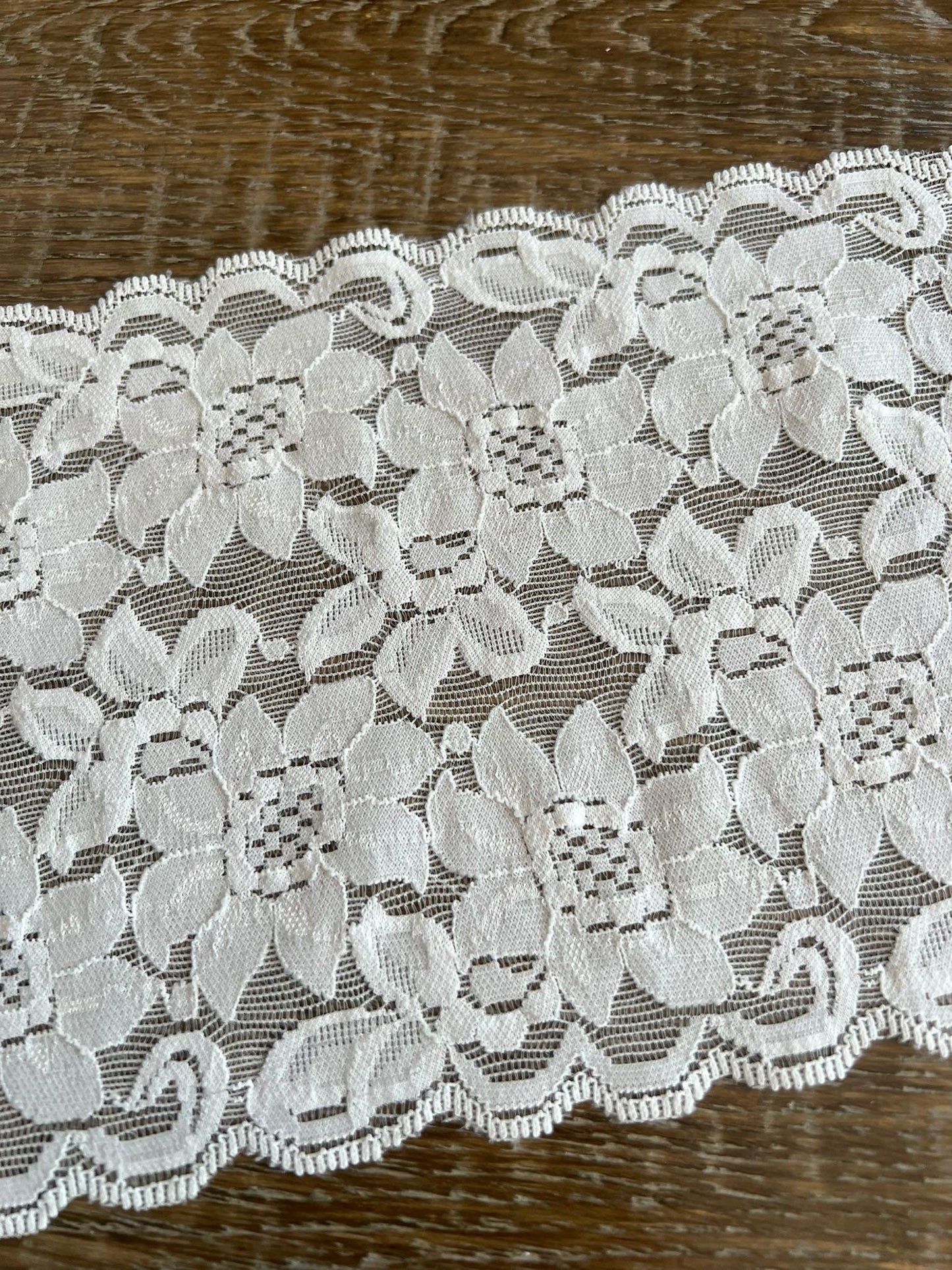 Floral Stretch Lace Trim, 6" Wide, Bandau Lace