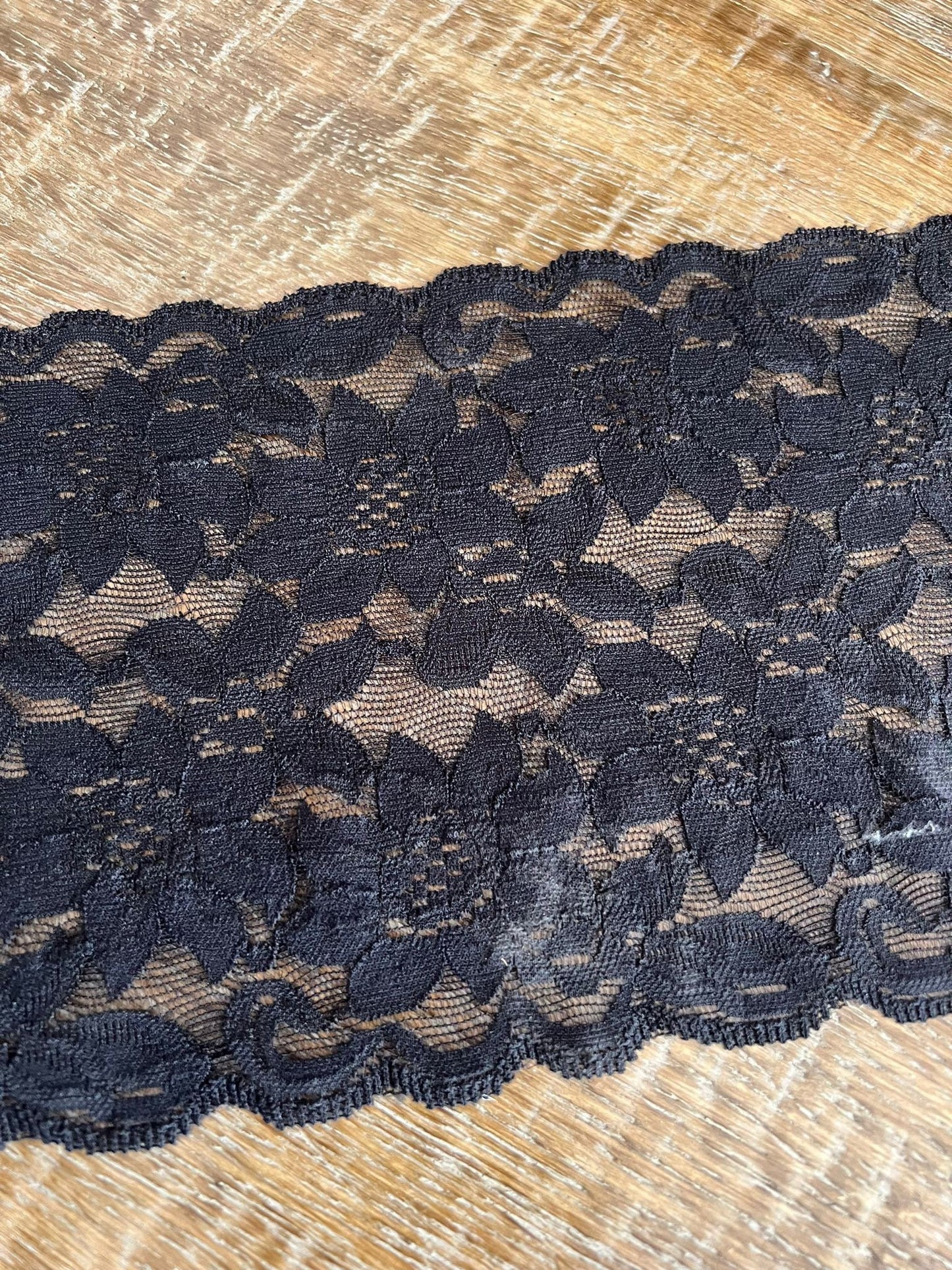 Floral Stretch Lace Trim, 6" Wide, Bandau Lace
