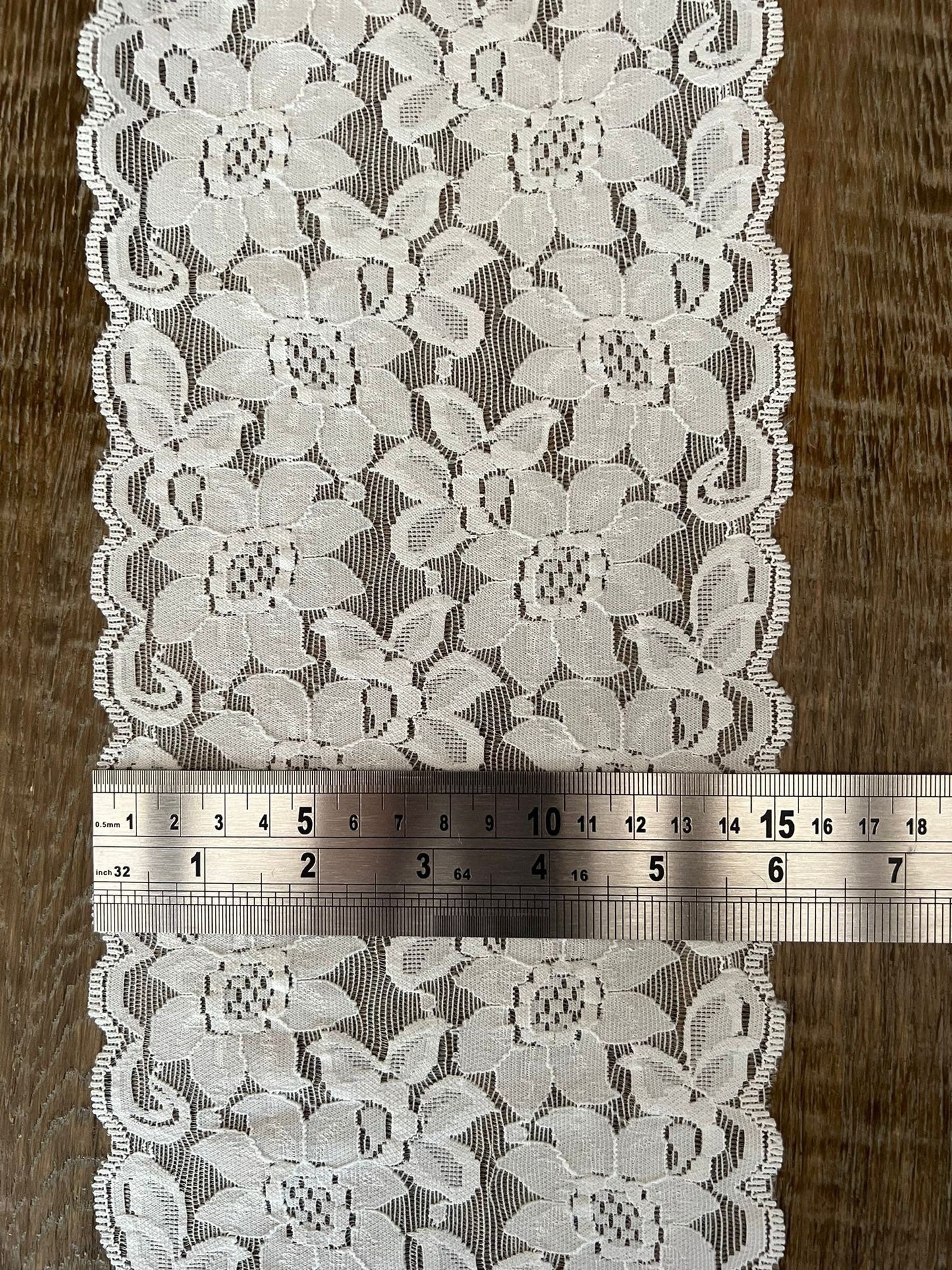 Floral Stretch Lace Trim, 6" Wide, Bandau Lace