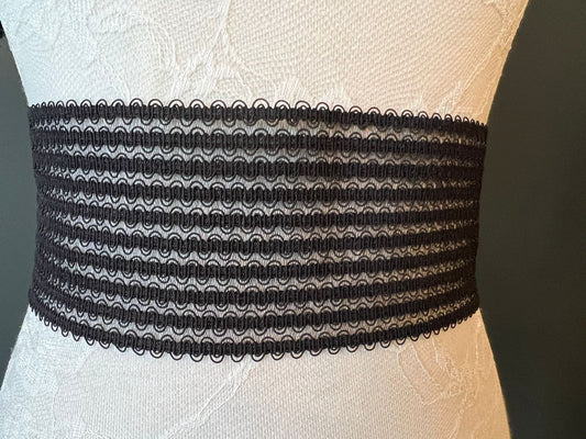 7cm Wide Fancy Wide Elastic 7cm, Belt elastic, Skirt, Dress elastic Black