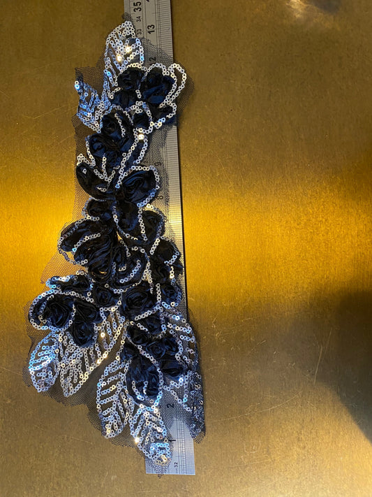 Sequins appliqué, black silver