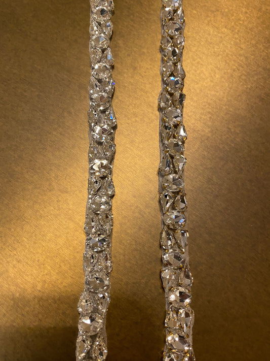 Loose Rhinestone Diamante Chain, Trim, Wedding, Dresses, Belt Bridal Bead Appliqués, Silver, Gold, Rose Gold, Heat Seal, 1.5cm Wide Jewels