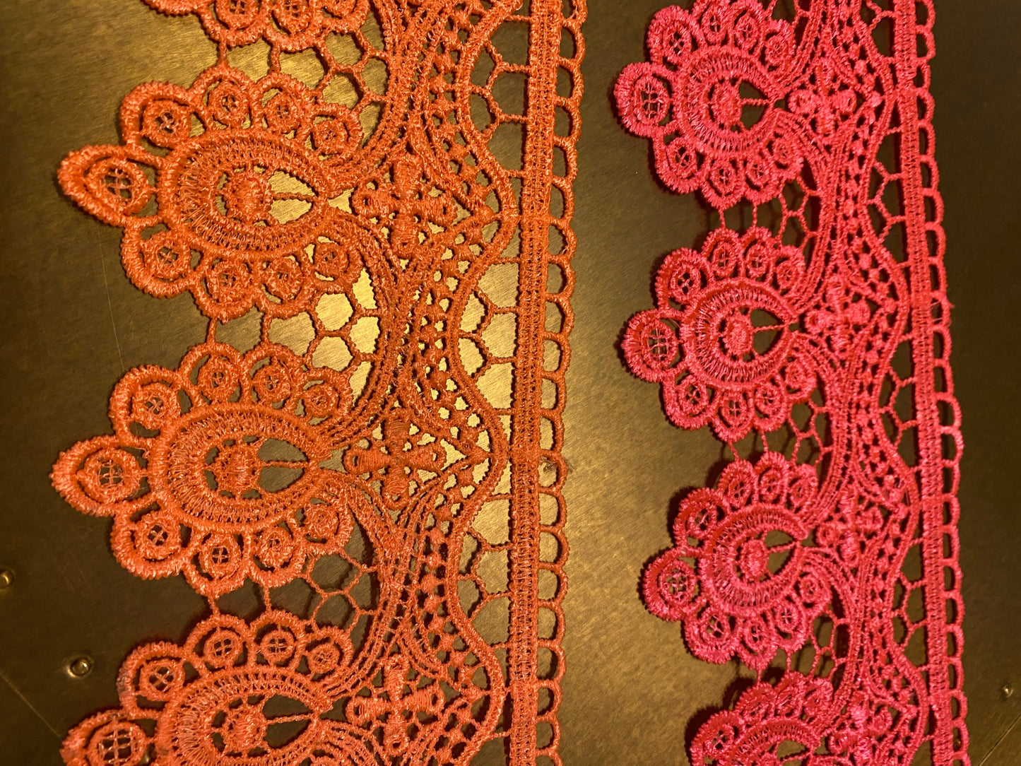 Neon Pink & Orange Scalloped Lace Trim, 4" Wide, Festival
