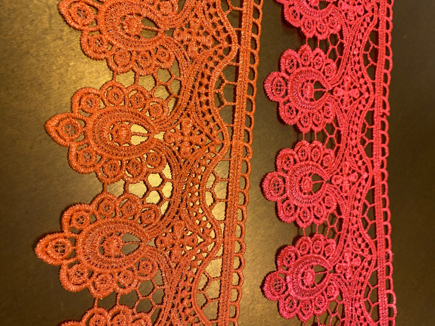 Neon Pink & Orange Scalloped Lace Trim, 4" Wide, Festival