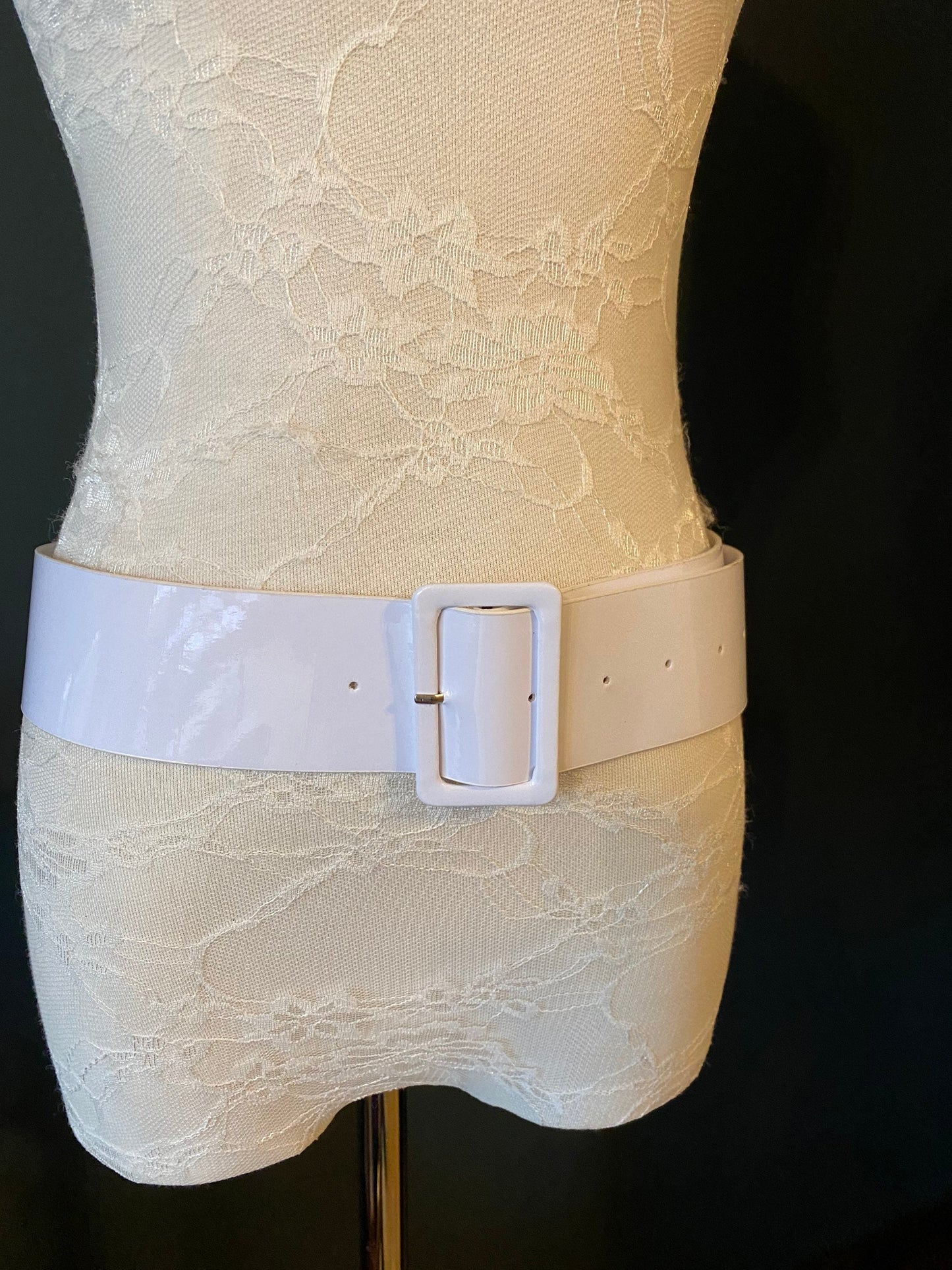 White Wide Dress Belt (UK 8-12, 40” Long)