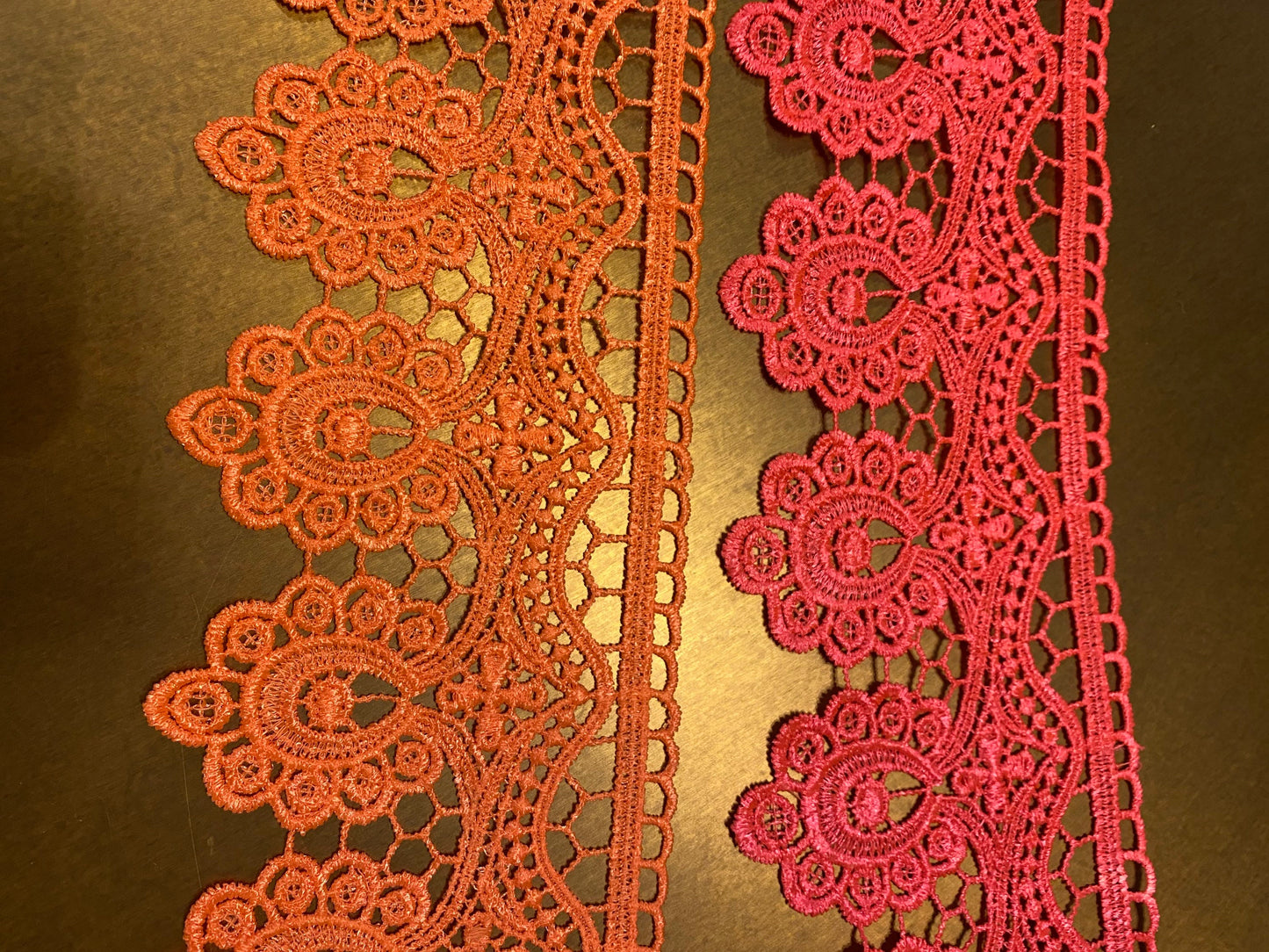 Neon Pink & Orange Scalloped Lace Trim, 4" Wide, Festival