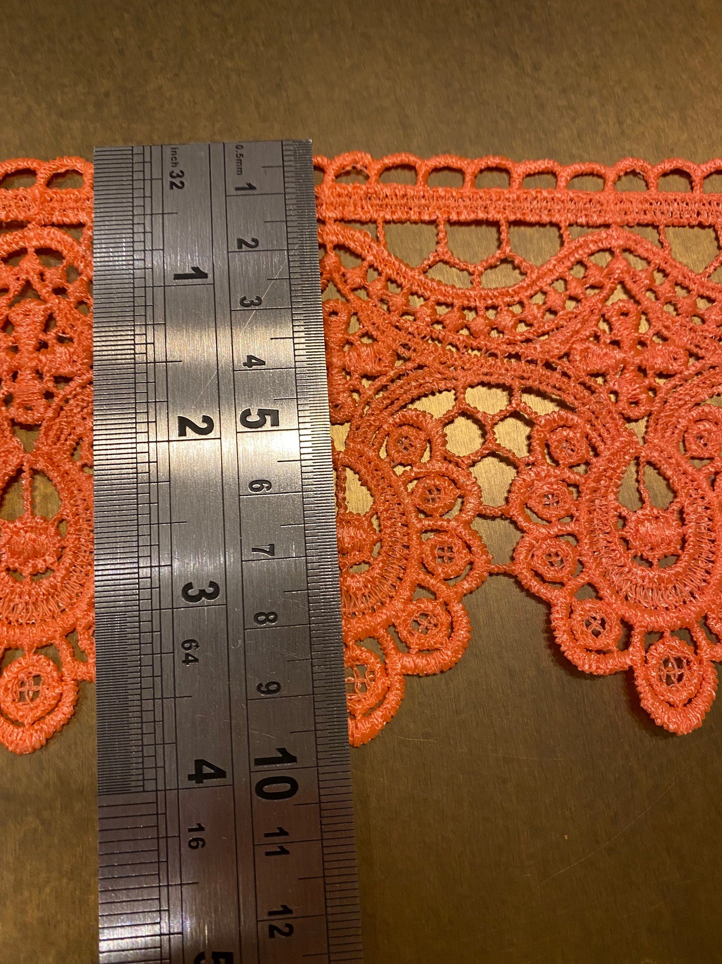 Neon Pink & Orange Scalloped Lace Trim, 4" Wide, Festival
