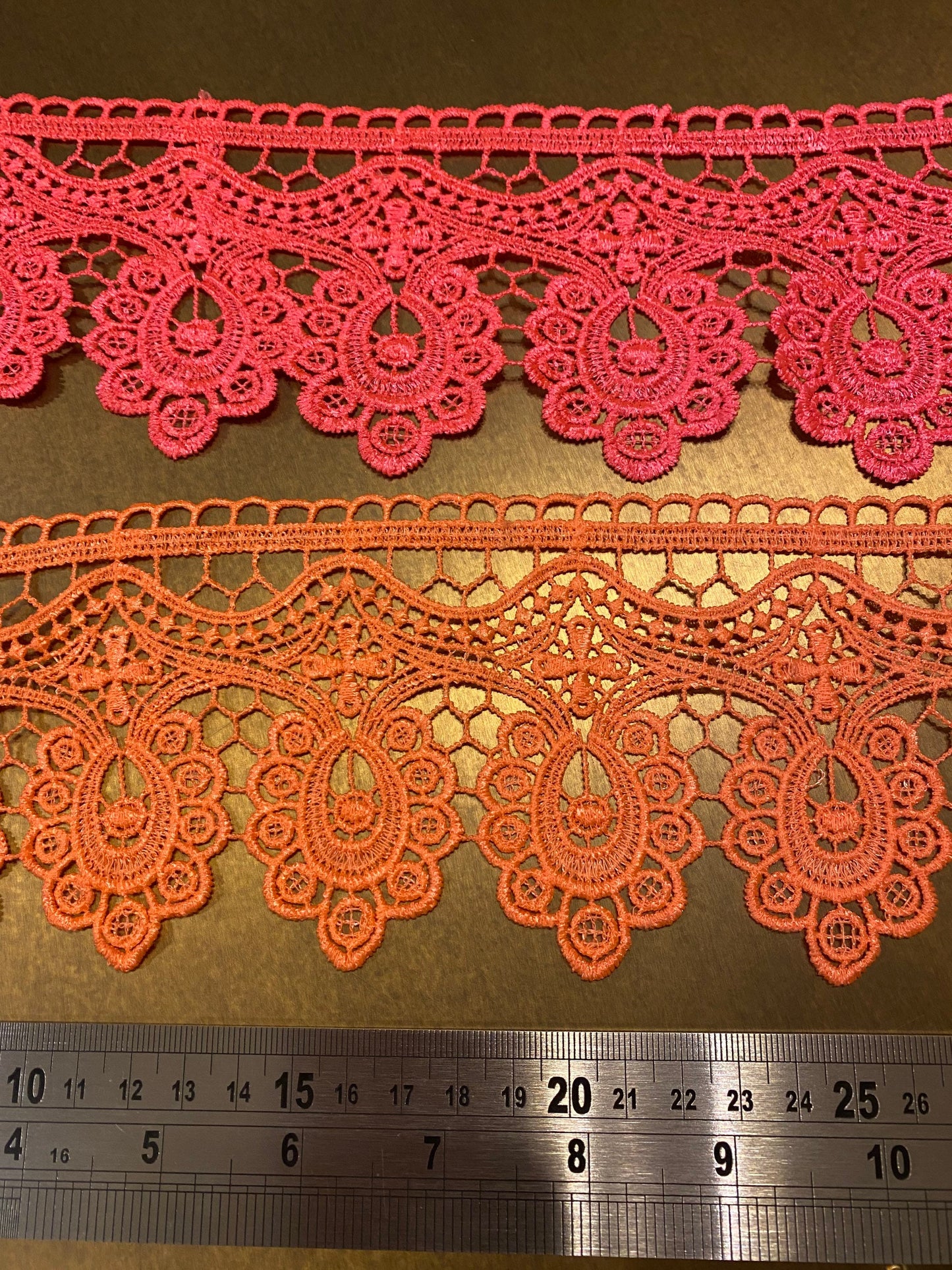 Neon Pink & Orange Scalloped Lace Trim, 4" Wide, Festival