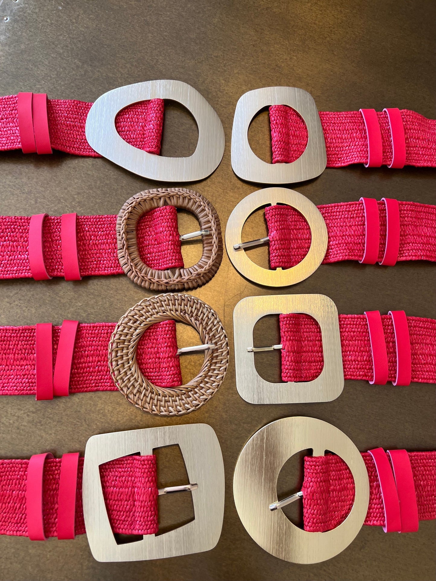 Red Raffia Boho Belt: Elasticated Vintage Style, UK 6-20