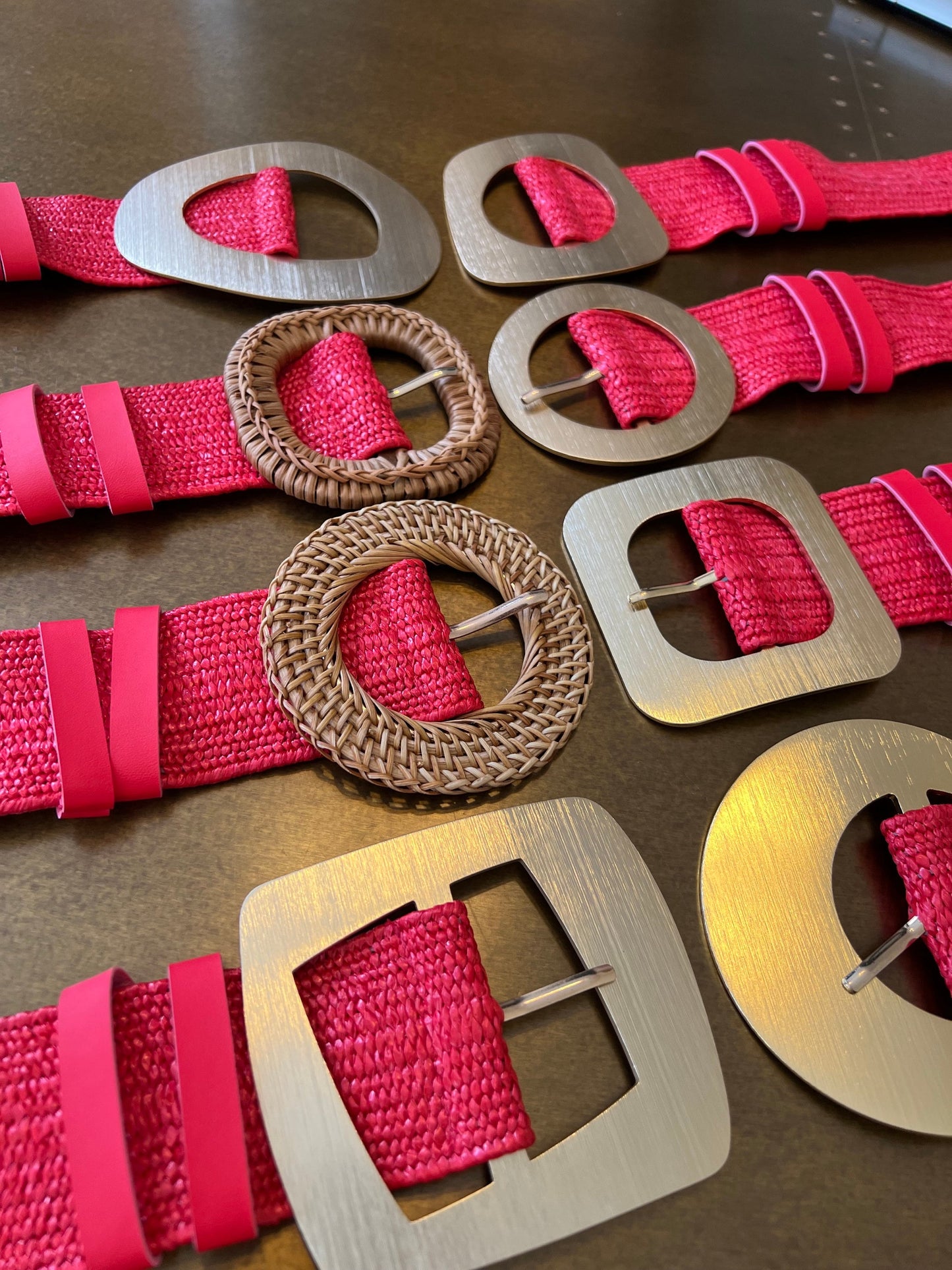 Red Raffia Boho Belt: Elasticated Vintage Style, UK 6-20