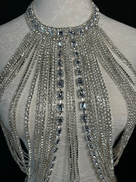 Rhinestone Body Chain, Diamanté Costume, Club Wear, Festival, Exclusive Design, Body Jewellery, Elegant Body Jewellery, FAN Design