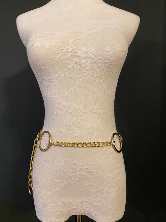 X-long, Ring & Chain Belt, Gold Belt, UK Sizes 2-34, FAN Fashion Collection