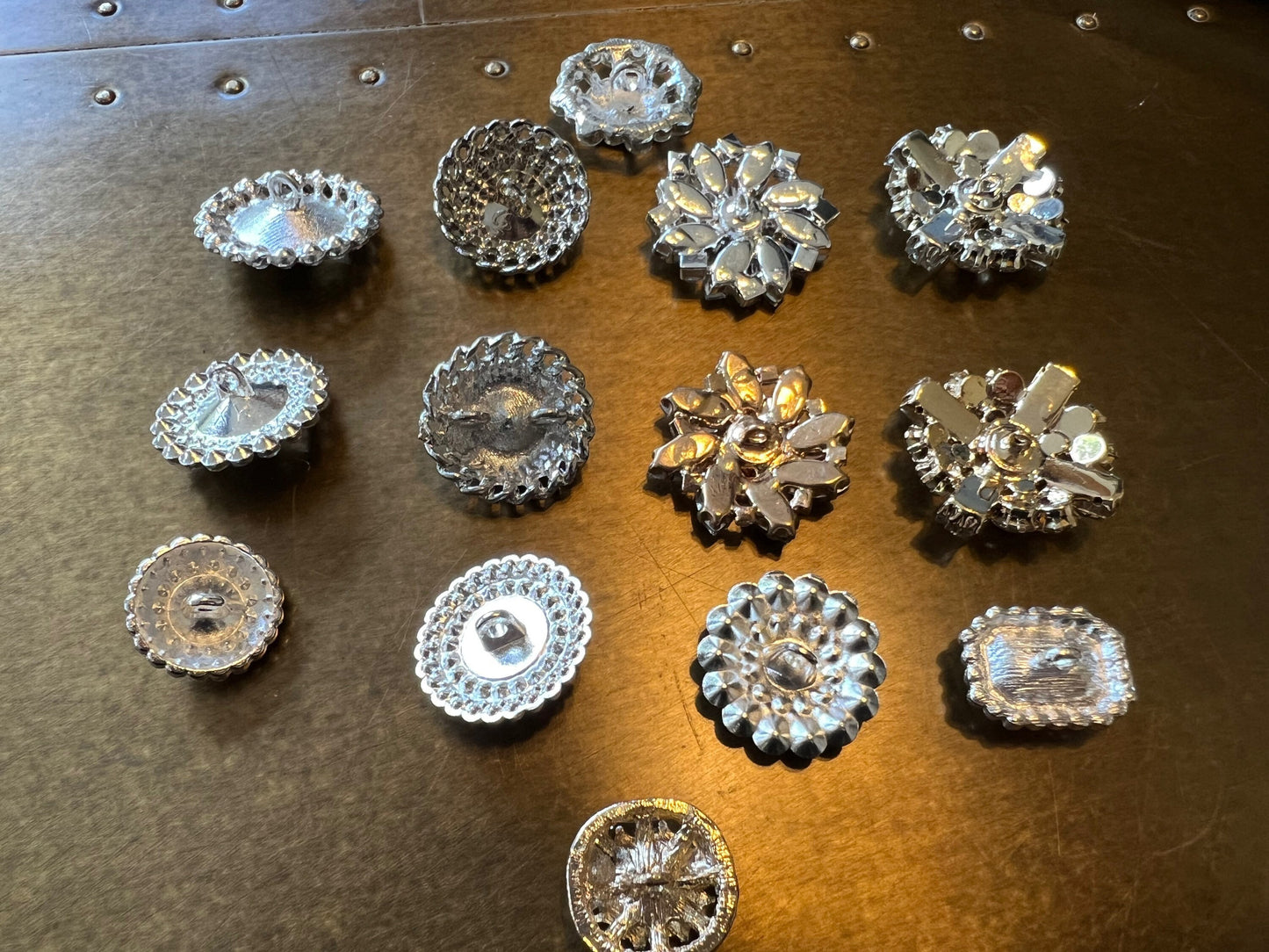 Buttons Jewel & Diamanté Rhinestone Shank Buttons, Silver finish, 17mm-27mm Size sewing buttons, Bridal Buttons, Handmade Premium Buttons