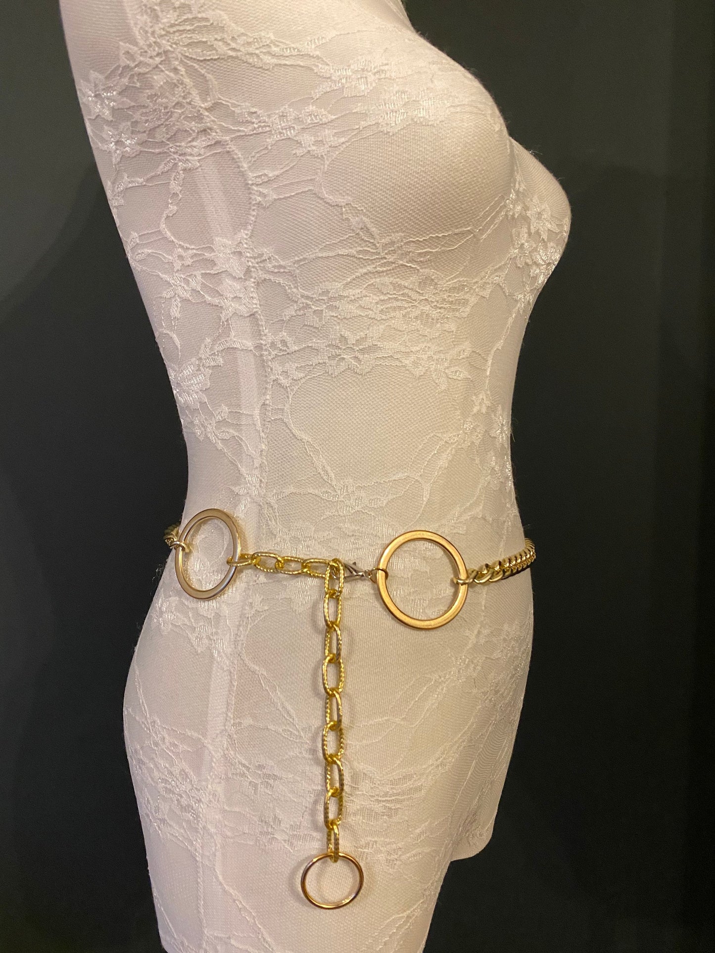 X-long, Ring & Chain Belt, Gold Belt, UK Sizes 2-34, FAN Fashion Collection