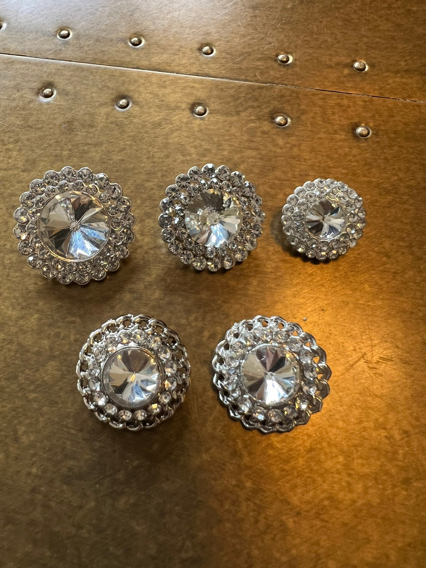 Buttons Jewel & Diamanté Rhinestone Shank Buttons, Silver finish, 17mm-27mm Size sewing buttons, Bridal Buttons, Handmade Premium Buttons