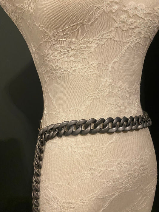 X-long Belt, Grey Chain Link Belt, Lightweight Chain Belt, Grey, Fashion Belt