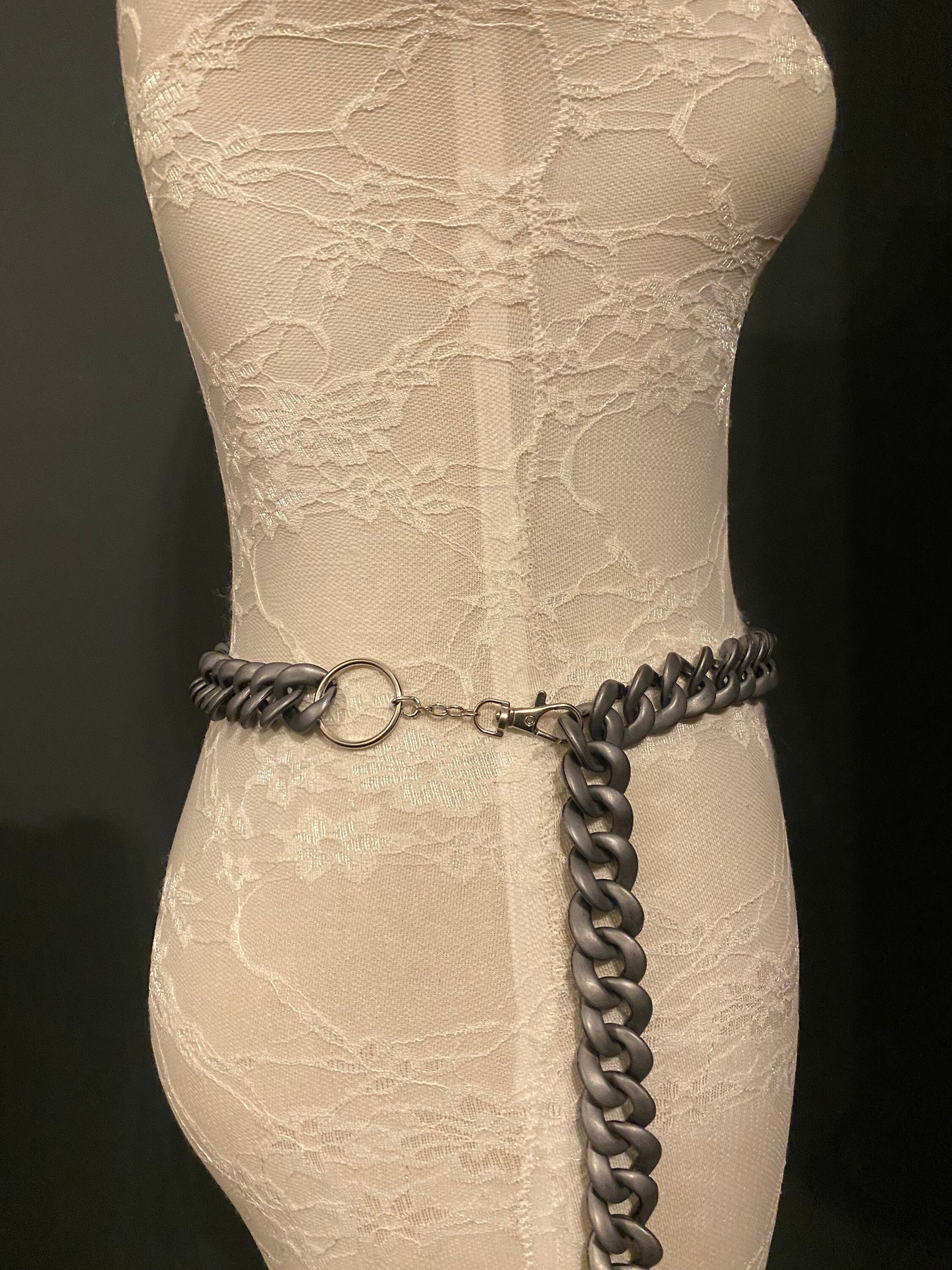 Handmade Grey Chain Link Belt, Adjustable Fashion Accessory