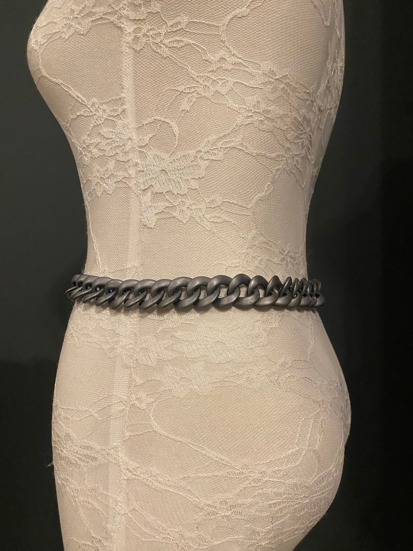 Handmade Grey Chain Link Belt, Adjustable Fashion Accessory